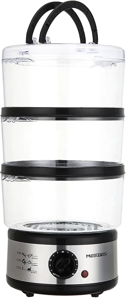 حلة طهي بالبخار ميديا تيك، 5 لتر، 3 طبقات، أسود، MT-FS88