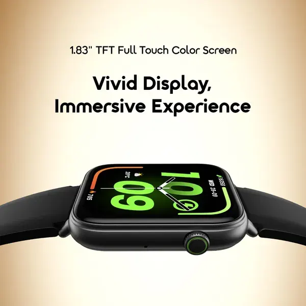 ساعة اورايمو الذكية 6N ، شاشة TFT مقاس 1.83''، بلوتوث 5.3، مقاومة للماء IP68، وقت تشغيل7 أيام، تدعم إجراء المكالمات، أسود، OSW-8000N