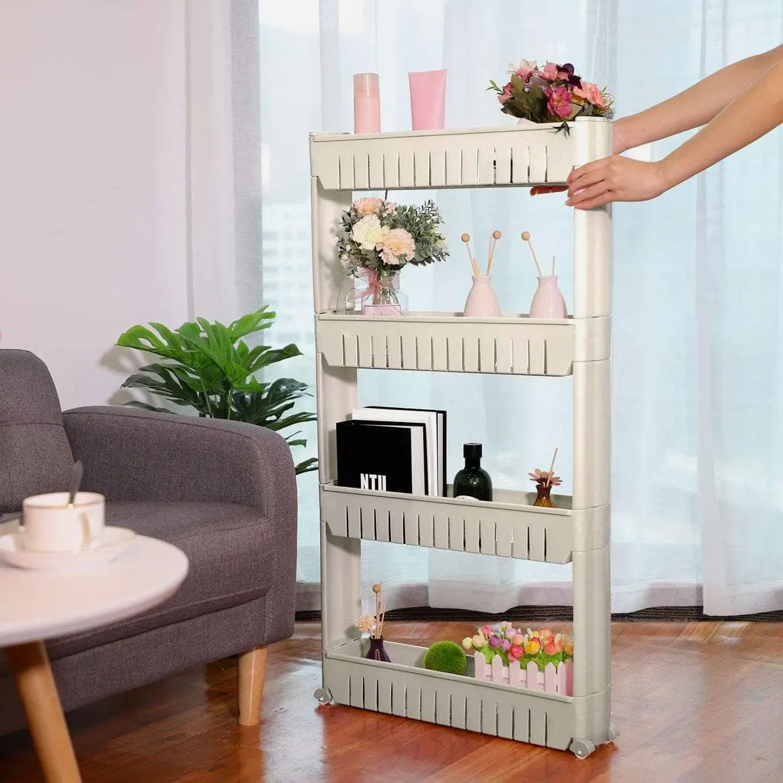 El Watania Kitchen Stand, Beige, 4 Tiers