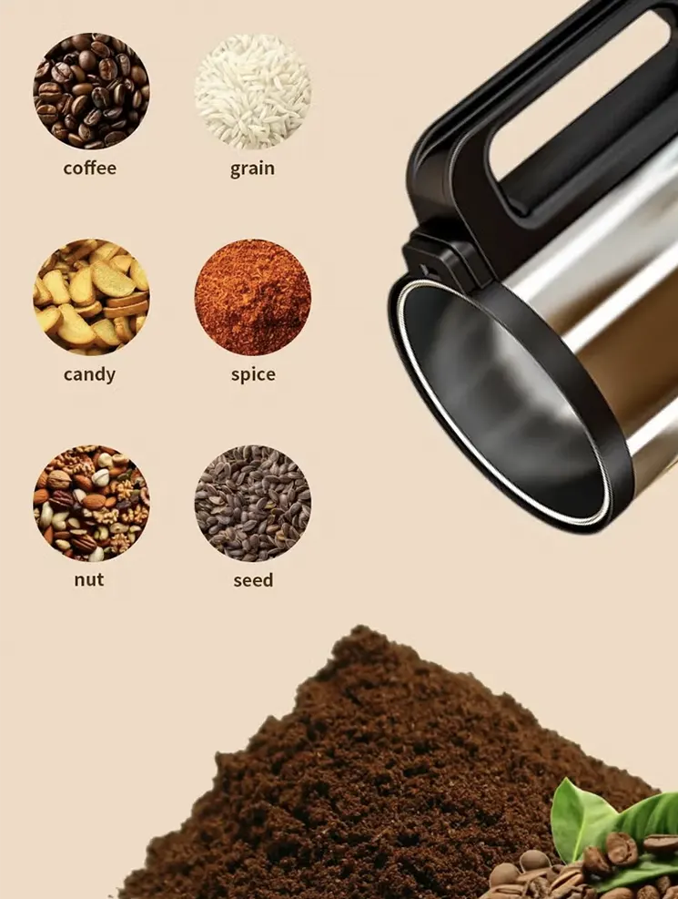 Silvers Crvist Coffee Grinder, 300W, 150g, Stainless Steel, Silver