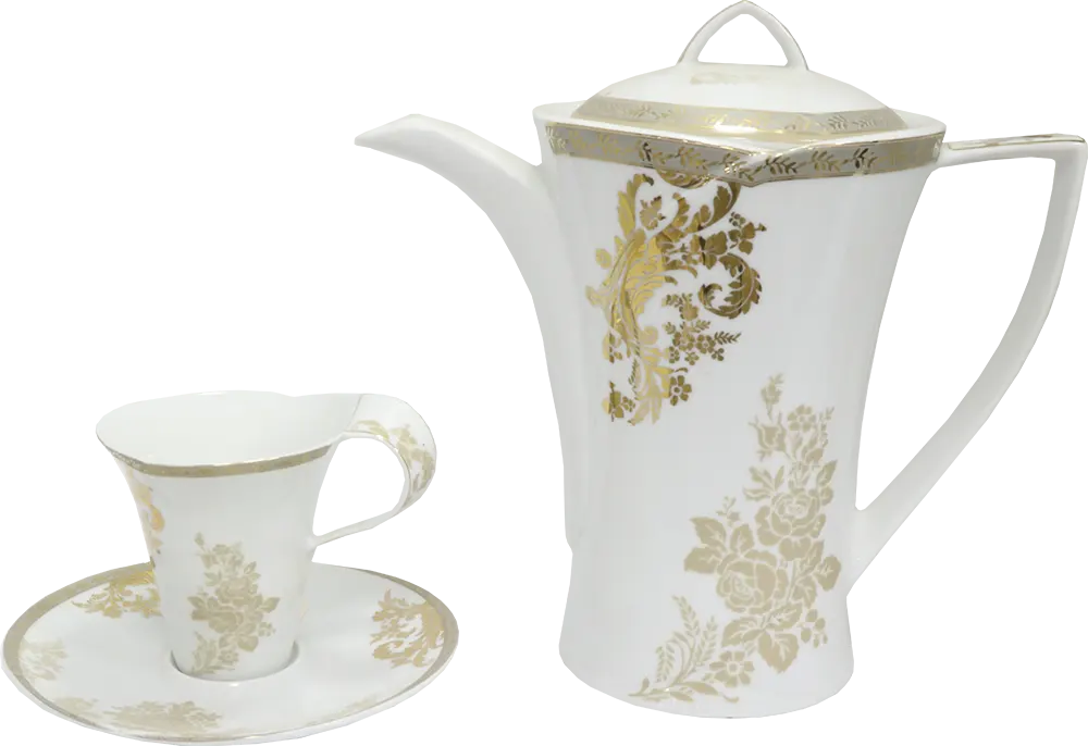 طقم صيني انفينتي لوريت ابيض في جولد ، 124 قطعة + كبه فريش، 700 وات، 2 لتر، أسود، CH-700AS