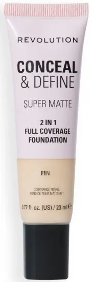 Revolution Conceal & Define Super Matte 2-in-1 Full Coverage Foundation, 23 Ml, F1n