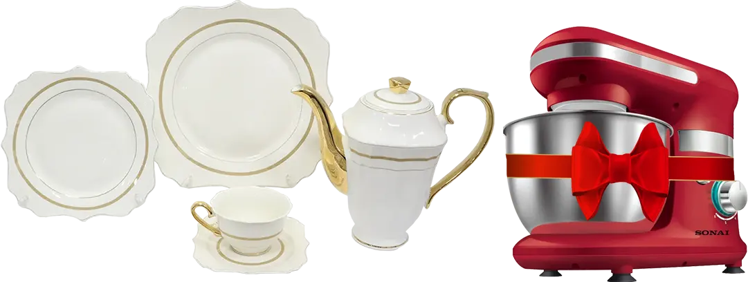 طقم صيني للسفره مربع من كينج ، 111 قطعة ، ابيض ، YFB04 +عجان سوناي، 600 وات، 4 لتر، 6 سرعات، أحمر، SH-M770