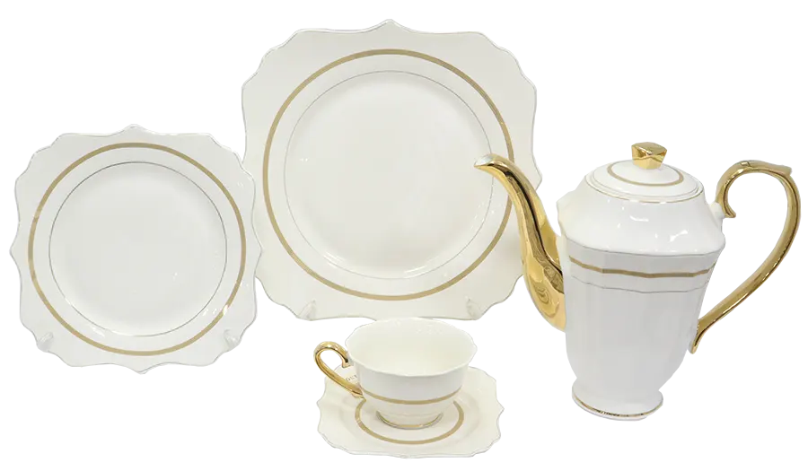 King Square Chinese Dinner Set, 111 Pieces, White, YFB04