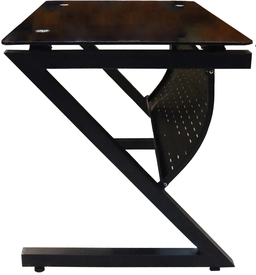 مكتب أنيق من الزجاج والمعدن ، 120×70 سم ، أسود