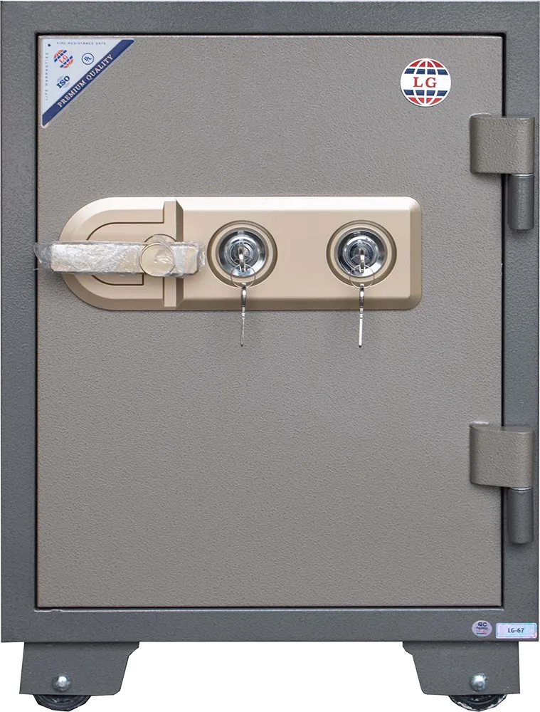 LG Vietnamese Cash Safe, Mechanical Lock, Reinforced Steel, Fire Resistant, 67×48×48 cm, Gray, LG 67K