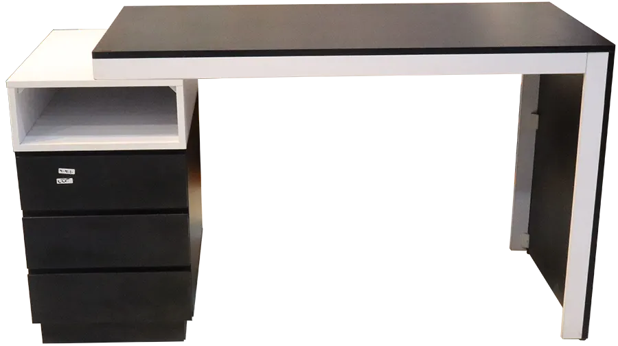 مكتب خشبي ، مكون من قطعتين ، 140 سم ، ابيض x اسود