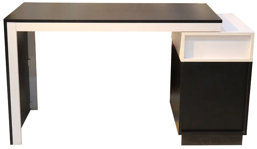 مكتب خشبي ، مكون من قطعتين ، 140 سم ، ابيض x اسود