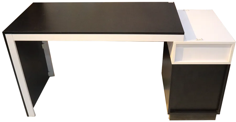 مكتب خشبي ، مكون من قطعتين ، 140 سم ، ابيض x اسود