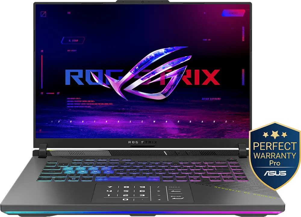 Asus Laptop ROG Strix G16 (2025) G614PR-RV009W AMD Ryzen 9-8940HX, 32GB RAM, 1TB SSD Hard Disk, NVIDIA GeForce RTX™ 5070 TI-12GB Graphics Card, 16" FHD+ Display, Windows 11 Home, Black