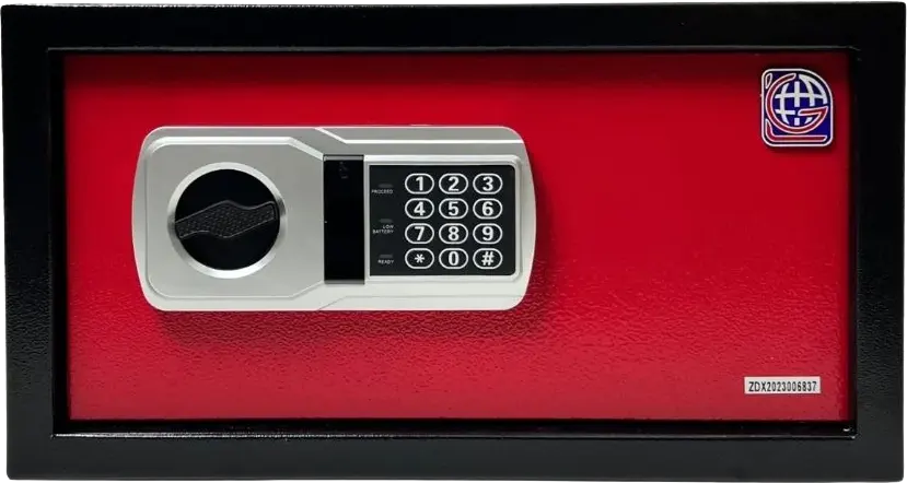 LG Electronic Cash Safe for Hotels, Digital Lock, Emergency Key, 23×42×37 cm, Red, NEK 23