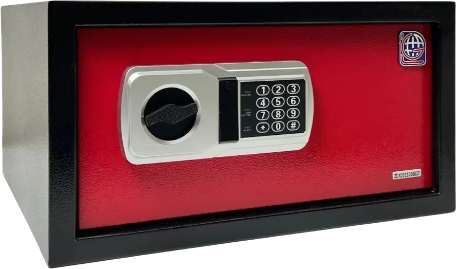 LG Electronic Cash Safe for Hotels, Digital Lock, Emergency Key, 23×42×37 cm, Red, NEK 23