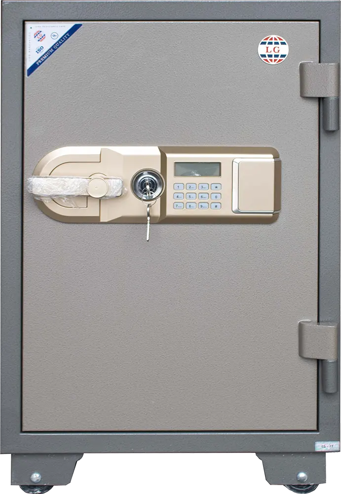 LG Vietnamese Cash Safe, Digital Keypad, Emergency Mechanical Lock, Reinforced Steel, Break-in and Fire Resistant, 77×50×49 cm, Gray, LG77E