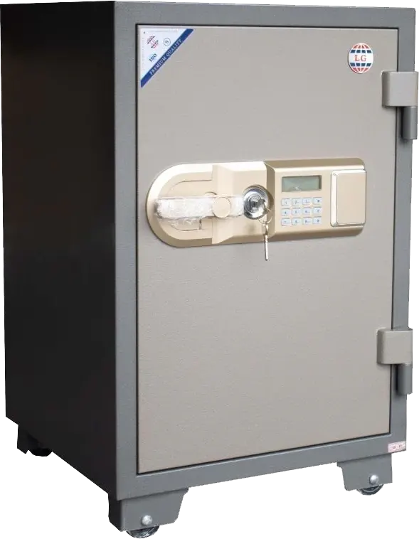 LG Vietnamese Cash Safe, Digital Keypad, Emergency Mechanical Lock, Reinforced Steel, Break-in and Fire Resistant, 77×50×49 cm, Gray, LG77E