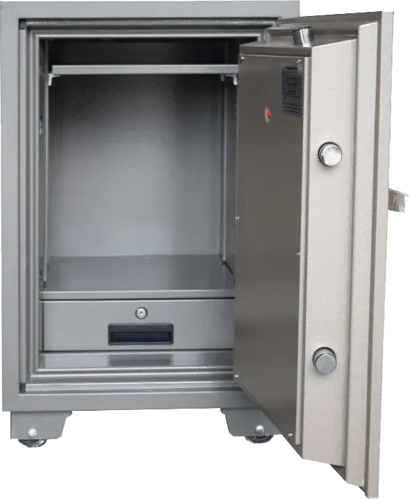 LG Vietnamese Cash Safe, Digital Keypad, Emergency Mechanical Lock, Reinforced Steel, Break-in and Fire Resistant, 77×50×49 cm, Gray, LG77E