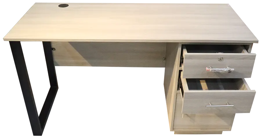 مكتب ايكون خشبي مزود بشاسيه معدن ، 60X140 سم ، بيج