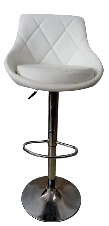 كرسي بار هيدروليك برازر ، مزود بمسند ظهر ، ابيض