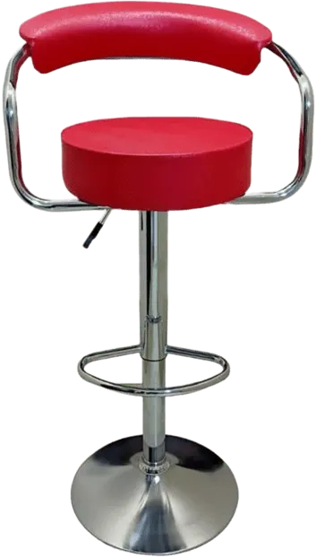 كرسى بار عالي ، جلد X معدن ، احمر