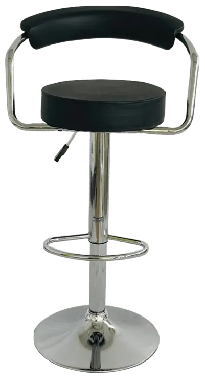 High bar stool, leather x metal, black