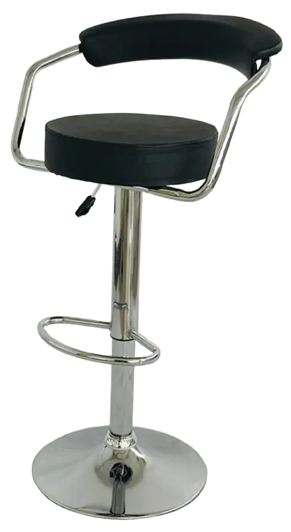 High bar stool, leather x metal, black