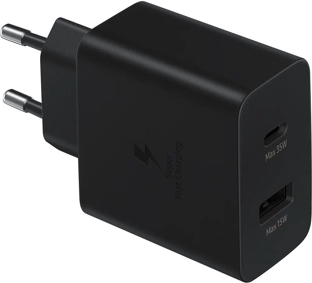 شاحن سامسونج سريع، 35 وات، منفذين شحن، Type-C و USB-A، أسود، EP-TA220NBEGWW