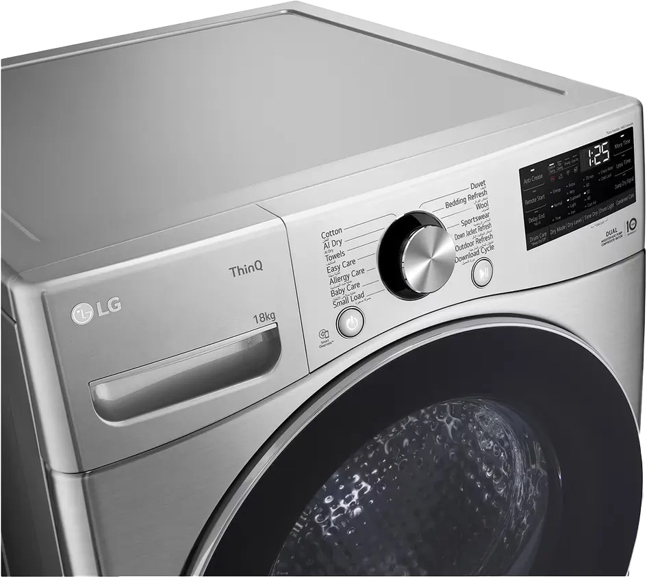 LG clothes dryer,, 18kg Capacity, Digital Display, Inverter Motor, Dual Filter, Wi-Fi, Silver, RH18U8EVCW