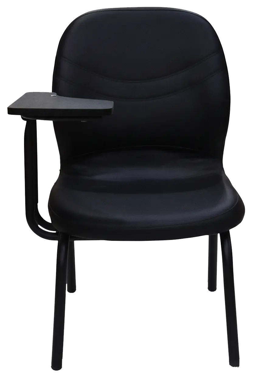 Lecture chair, with padded and unpadded writing armrests, black