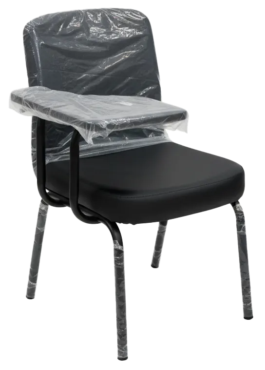 Lecture chair, with padded and unpadded writing armrests, black