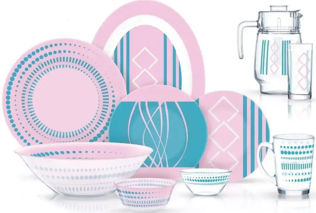 طقم اركوبيركس مدور من طيبة، 50 قطعة، بينك× أزرق