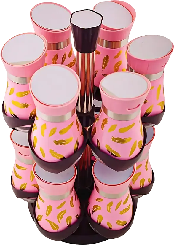 طقم توابل ريشة، 2 دور، 12 قطعة، وردي ، 32061