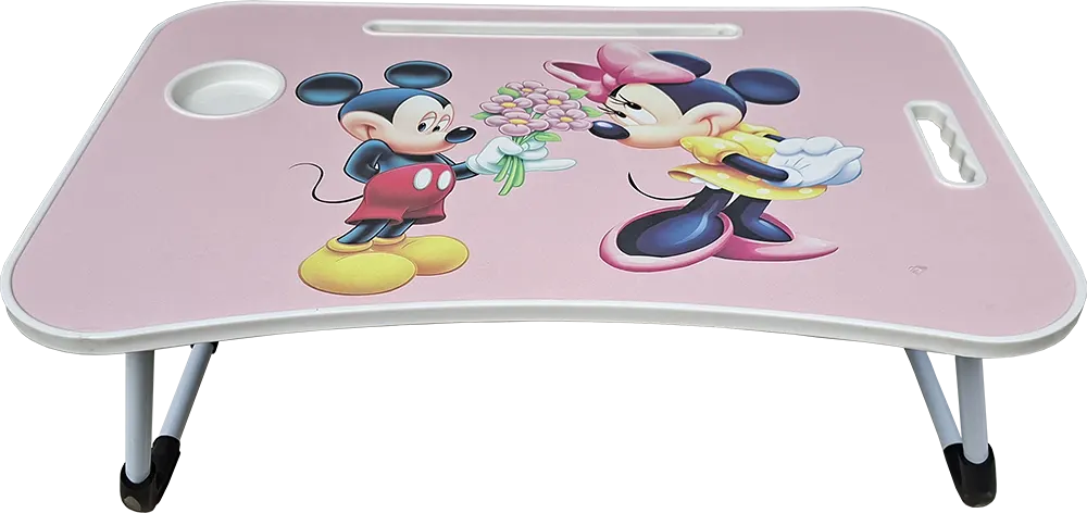 Portable laptop table for kids, foldable with cup holder and tablet slot, suitable for drawing, writing and reading, lightweight, multiple Disney designs