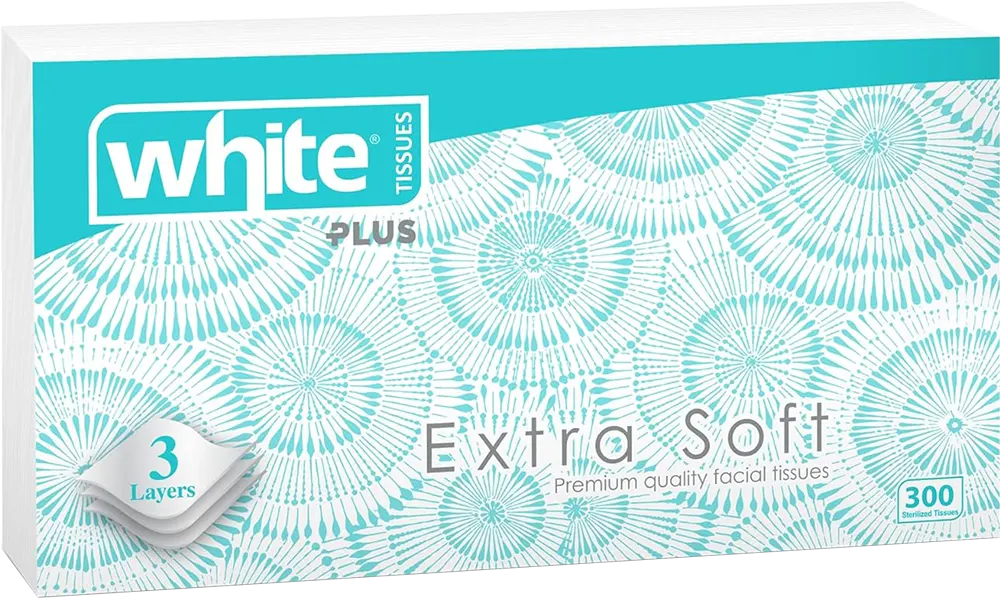 White Extra Soft Pull-Out Tissue Box, 300 Tissues, 3-Ply