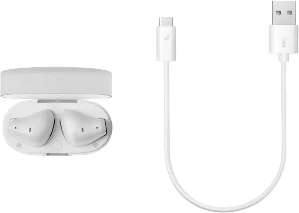 Philips Series 2000 Wireless Earbuds, Bluetooth 5.3, IPX4 Water Resistance, Up to 28 Hour Playtime, White, TAT2139WT-97