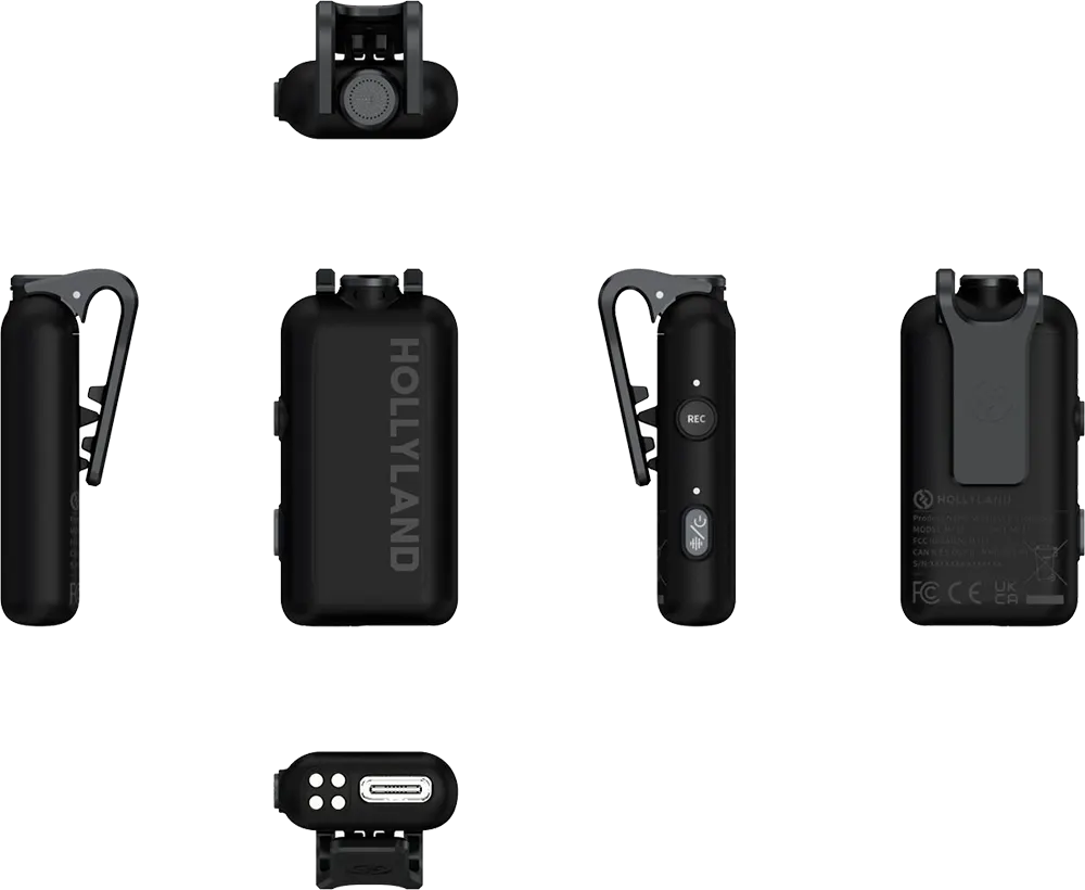 Hollyland Lark Maxx 2 Wireless Condenser Microphone, 2.4GHz Frequency, 4 Audio Channels, 4 Transmitters, Omnidirectional Pickup Mode, 340m Range, Gray, M71CB3