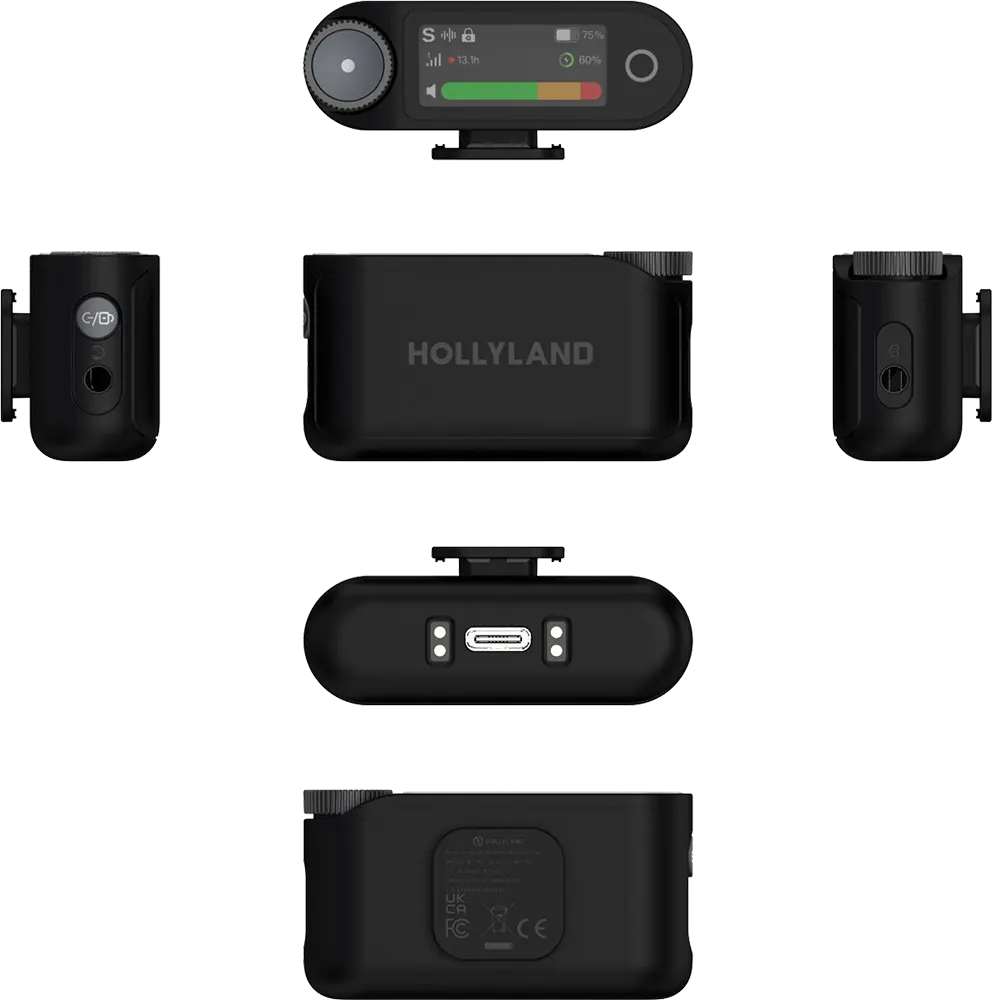 Hollyland Lark Maxx 2 Wireless Condenser Microphone, 2.4GHz Frequency, 4 Audio Channels, 4 Transmitters, Omnidirectional Pickup Mode, 340m Range, Gray, M71CB3