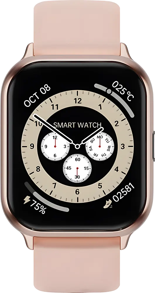 Smart Gate Smart Watch SGW-SGLD , 1.83" HD Touch Screen , Bluetooth V5.3 , IP68 Water Resistance , Up to 7 days Battery ,Silicone Strap, Rose Gold