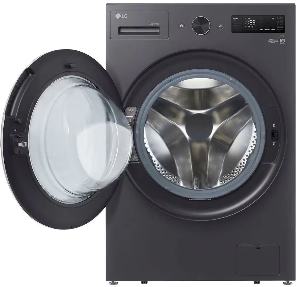 LG fully automatic washer and dryer, 20 kg washing capacity, 10 kg drying capacity, inverter motor, steam function, digital display, Wi-Fi, F0Z8DRP24