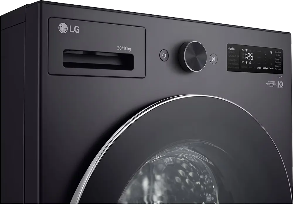 LG fully automatic washer and dryer, 20 kg washing capacity, 10 kg drying capacity, inverter motor, steam function, digital display, Wi-Fi, F0Z8DRP24