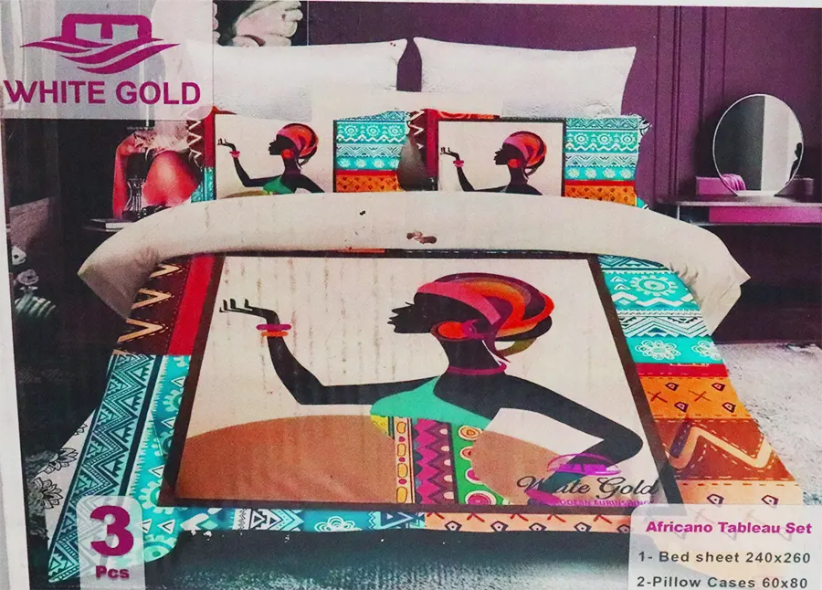 Large Africano bed sheet set, size 240x260, consisting of 3 pieces, various designs