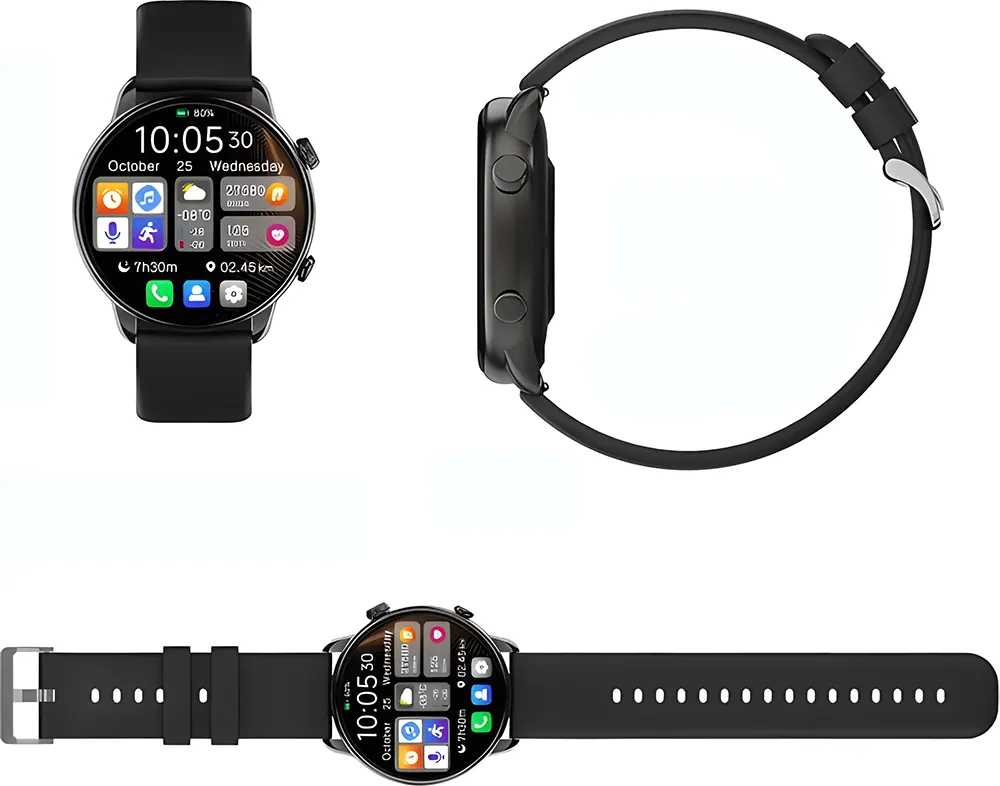 ساعة ذكية SGW-Ultra من Smart Gate، شاشة لمس AMOLED مقاس 1.43 بوصة، بلوتوث V5.2، مقاومة للماء IP68، بطارية 280 مللي أمبير-ساعة، لون أسود