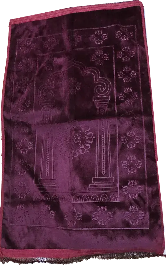 A Patterned Velvet Prayer Mat, In Various Colors.