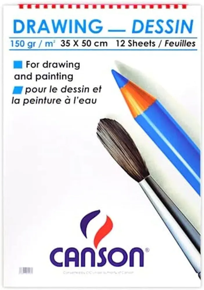 اسكتش رسم  كانسون تكعيب ، مقاس  35*50 سم ، 12 ورقة، ورق أبيض، تصميم ملون