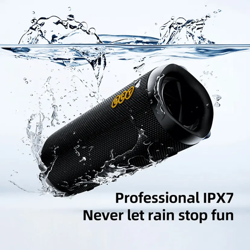 QCY Portable Speaker, Bluetooth 5.4, IPX7 Water Resistance, 14 Hour Playtime, RGB Lighting, Black, SP7