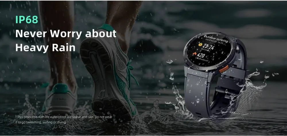 ساعة سمارت كيو سي واي ACTIVE GX، شاشة أموليد 1.43 بوصة، مقاومة ip68، وقت تشغيل 7 أيام ، أسود