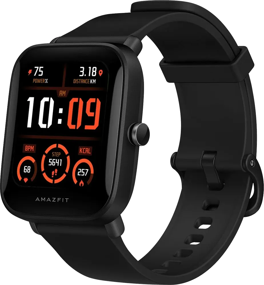ساعة أمازفت بيب يو برو الذكية، بلوتوث 5.0، شاشة تعمل باللمس 1.51 بوصة، مقاومة للماء، بطارية 230 مللي أمبير، أسود