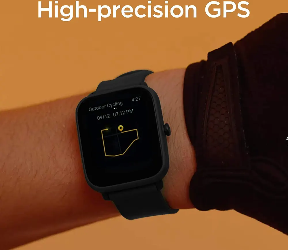 ساعة أمازفت بيب يو برو الذكية، بلوتوث 5.0، شاشة تعمل باللمس 1.51 بوصة، مقاومة للماء، بطارية 230 مللي أمبير، أسود