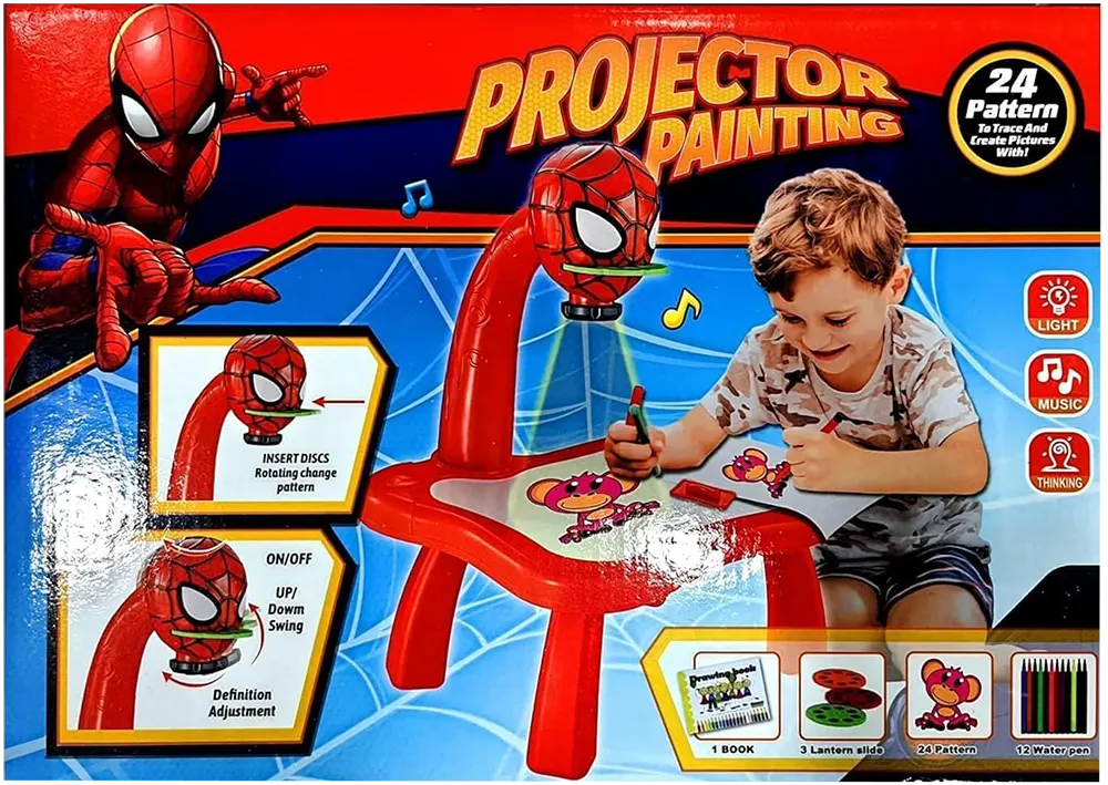 Spider-Man design drawing table projector, attractive lighting and music, 24 drawing styles, 330