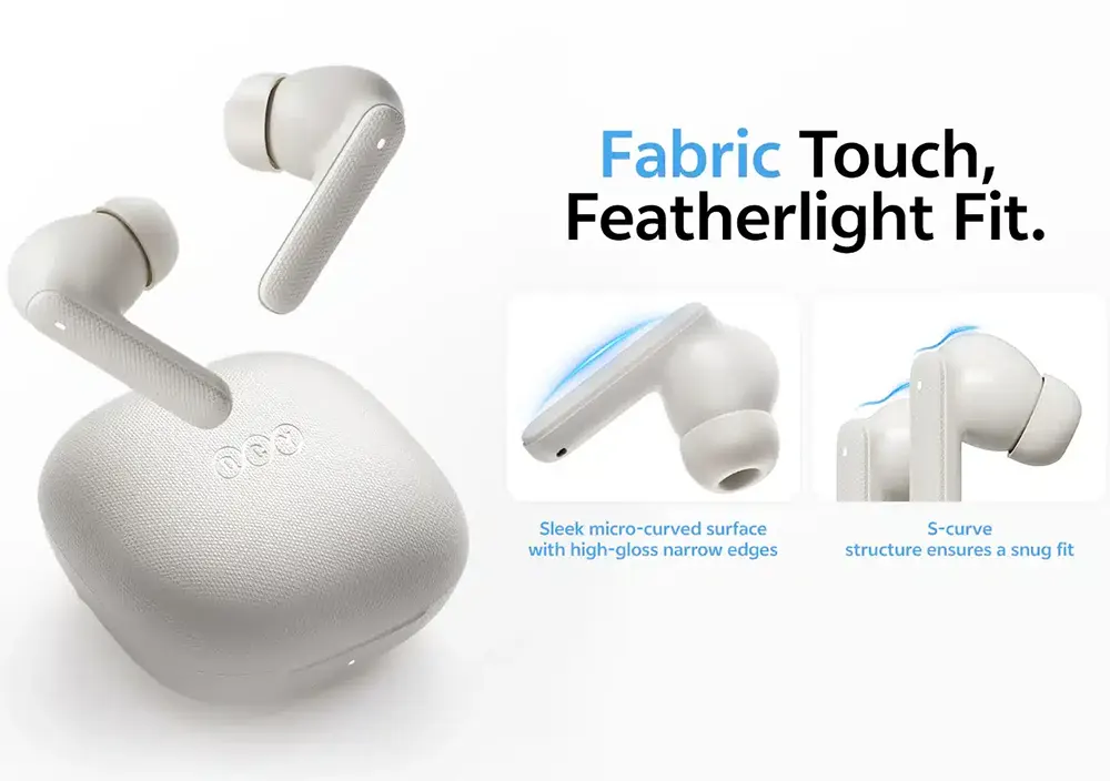 سماعة اذن لاسلكية كيو سي واي T43، بلوتوث 5.3، خاصية تقليل الضوضاء، وقت تشغيل 35 ساعة، رمادي، BH24QT43A