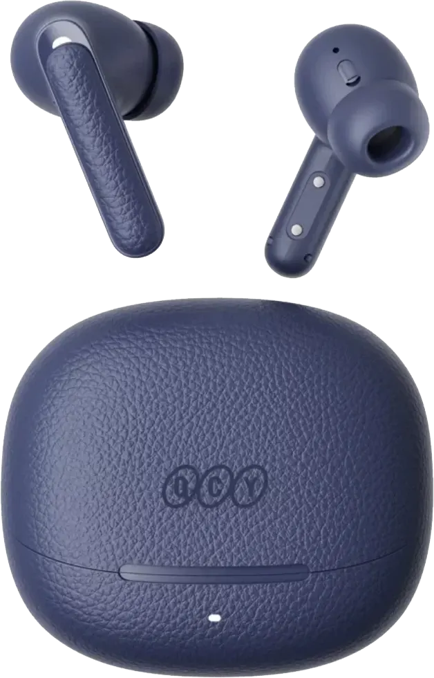 سماعة اذن لاسلكية كيو سي واي T15، بلوتوث 5.5، خاصية ANC تكيفي حتى 45 ديسيبل، وقت تشغيل 25 ساعة، أزرق، BH24HT15A