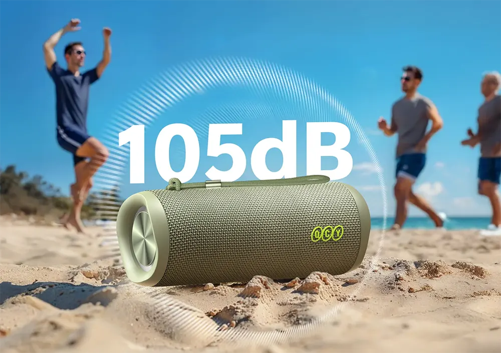 QCY Portable Speaker, Bluetooth 5.4, IPX7 Water Resistance, 14 Hour Playtime, RGB Lighting, Green, SP7